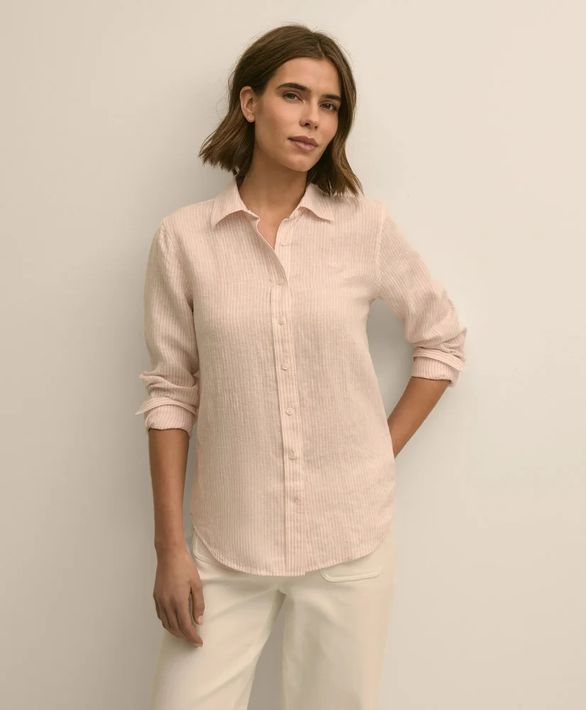 Classic Fit Linen Stripe Shirt - 1