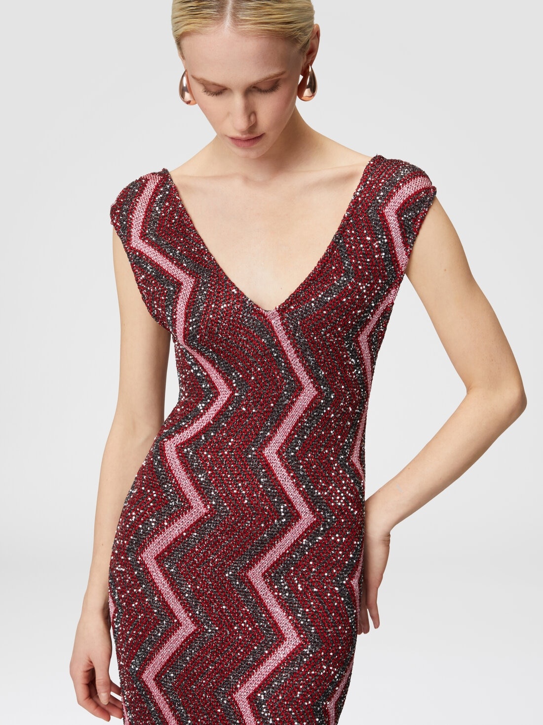 Missoni Long zig zag dress with plunging neckline and
