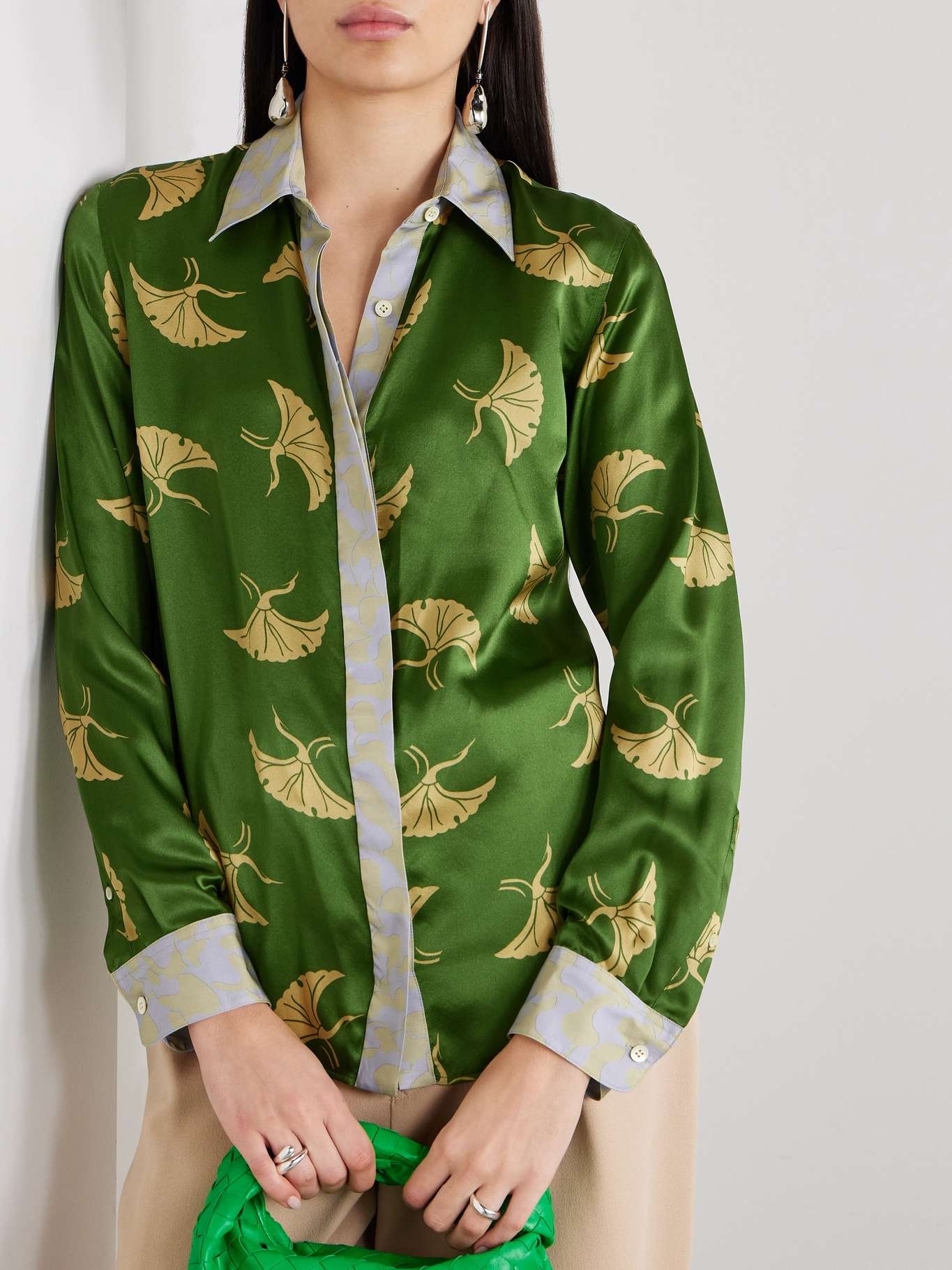 Printed silk-blend satin shirt - 3