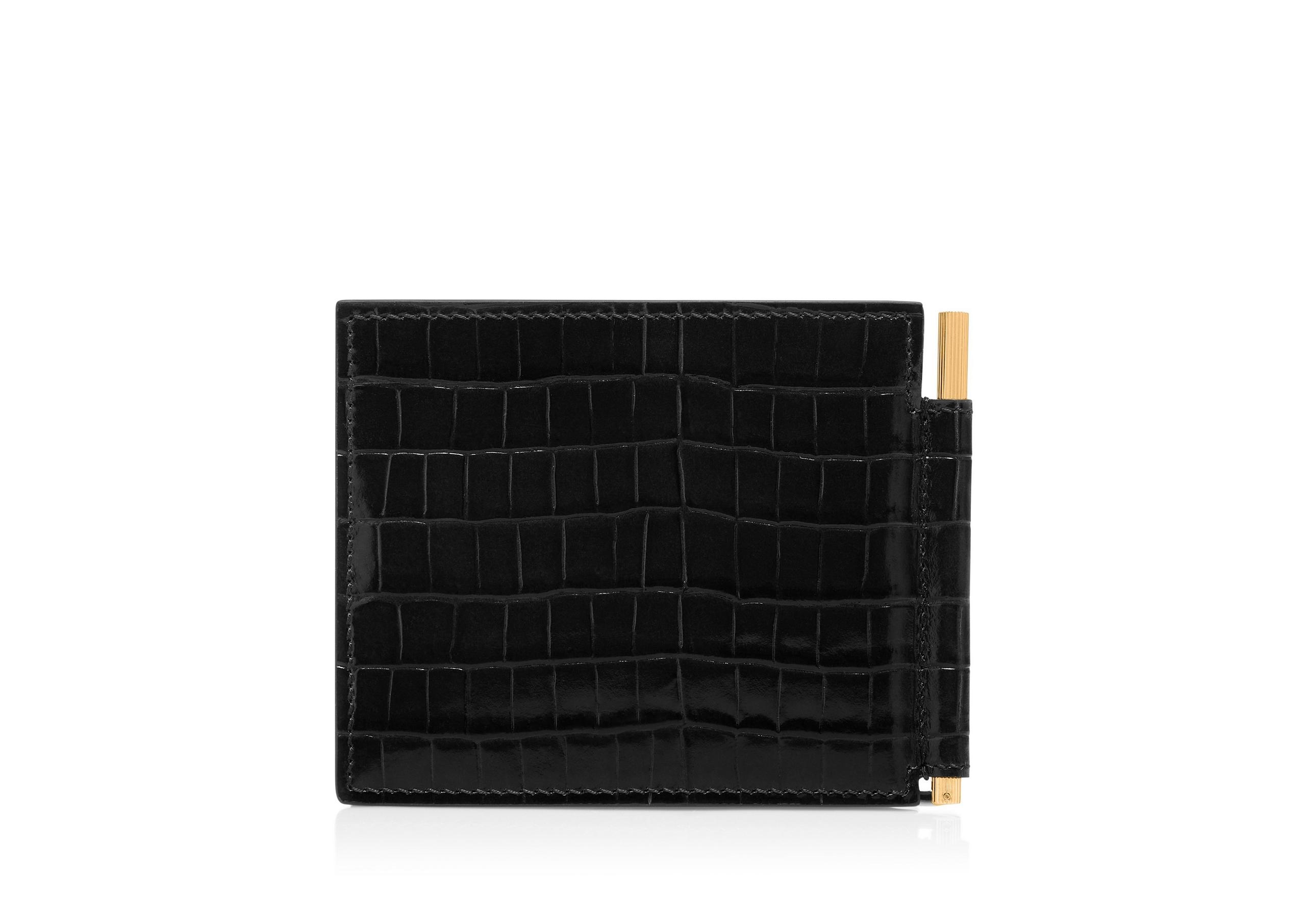 GLOSSY PRINTED CROC MONEY CLIP WALLET - 3
