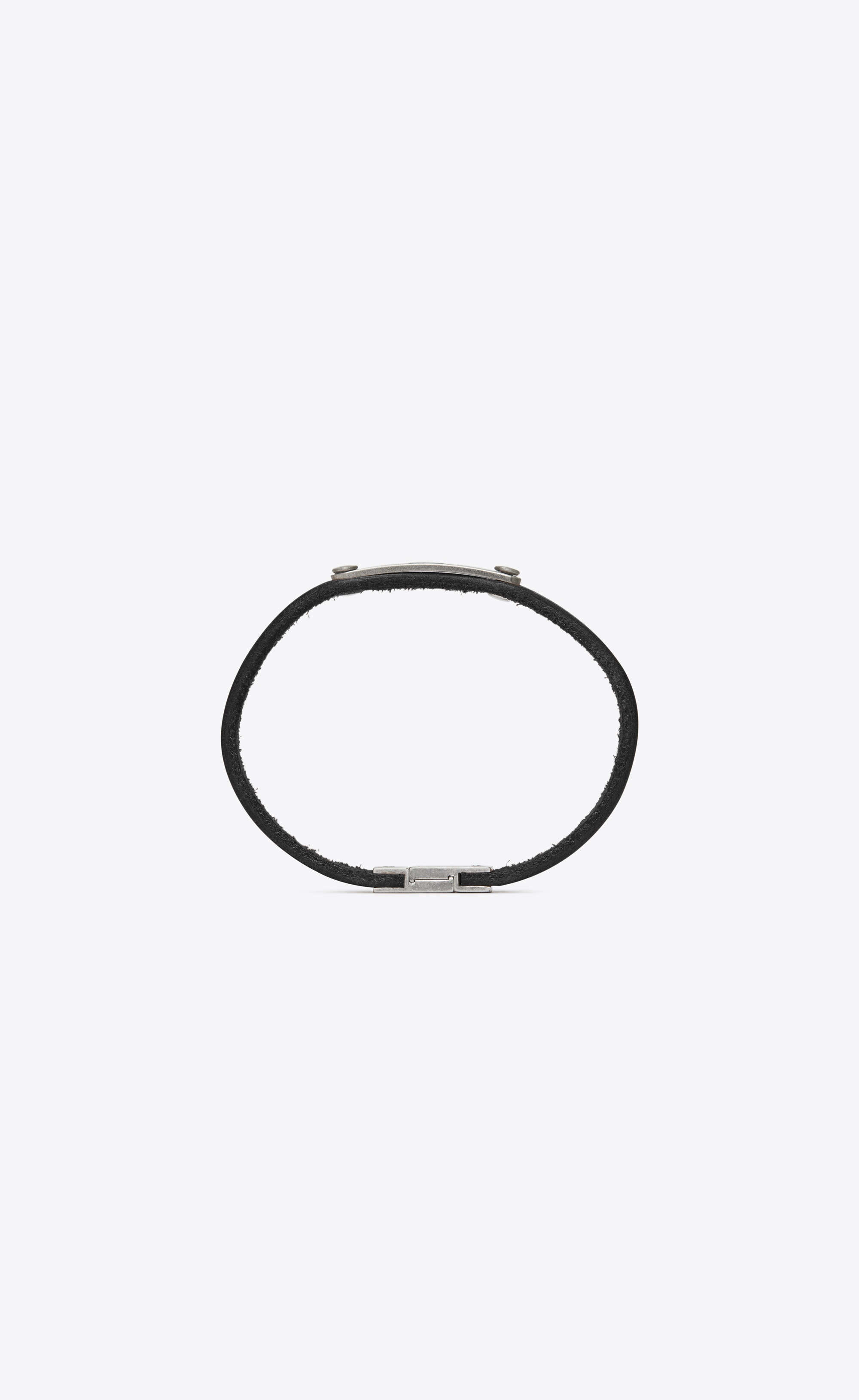 saint laurent id plaque bracelet in black leather - 3