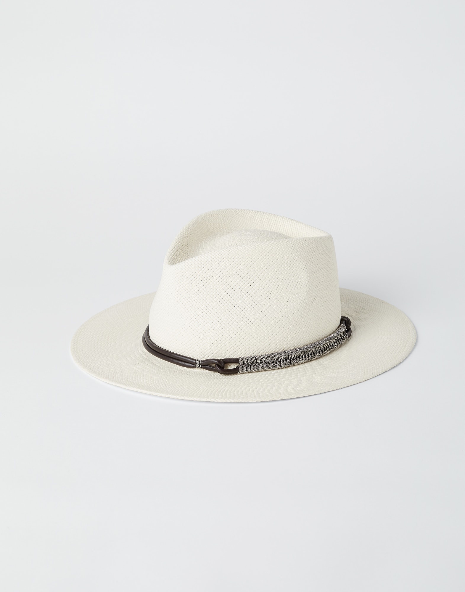 Straw fedora with leather and monili band - 1