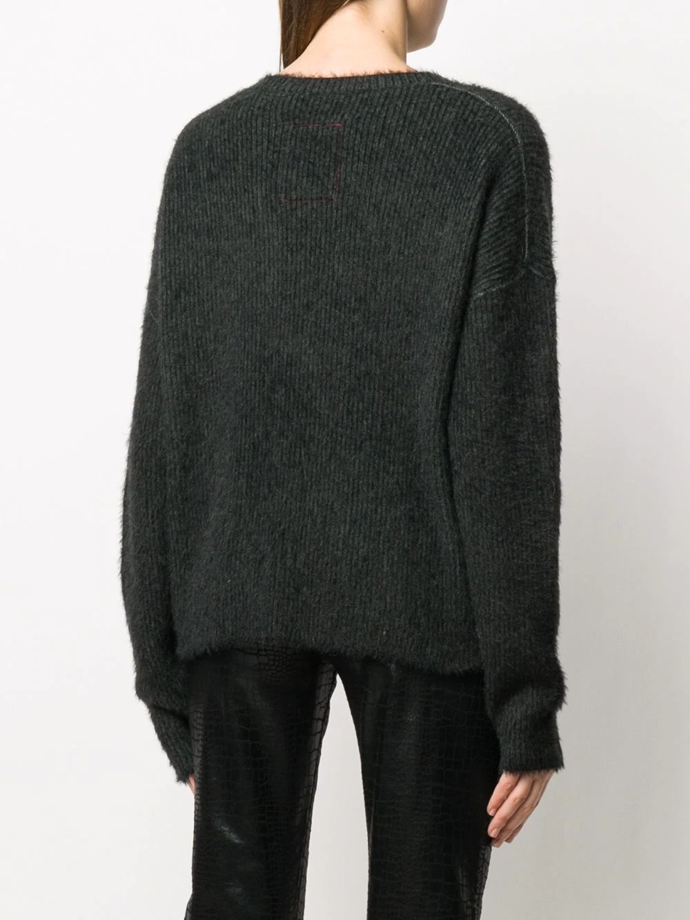 textured knit v-neck jumper - 4