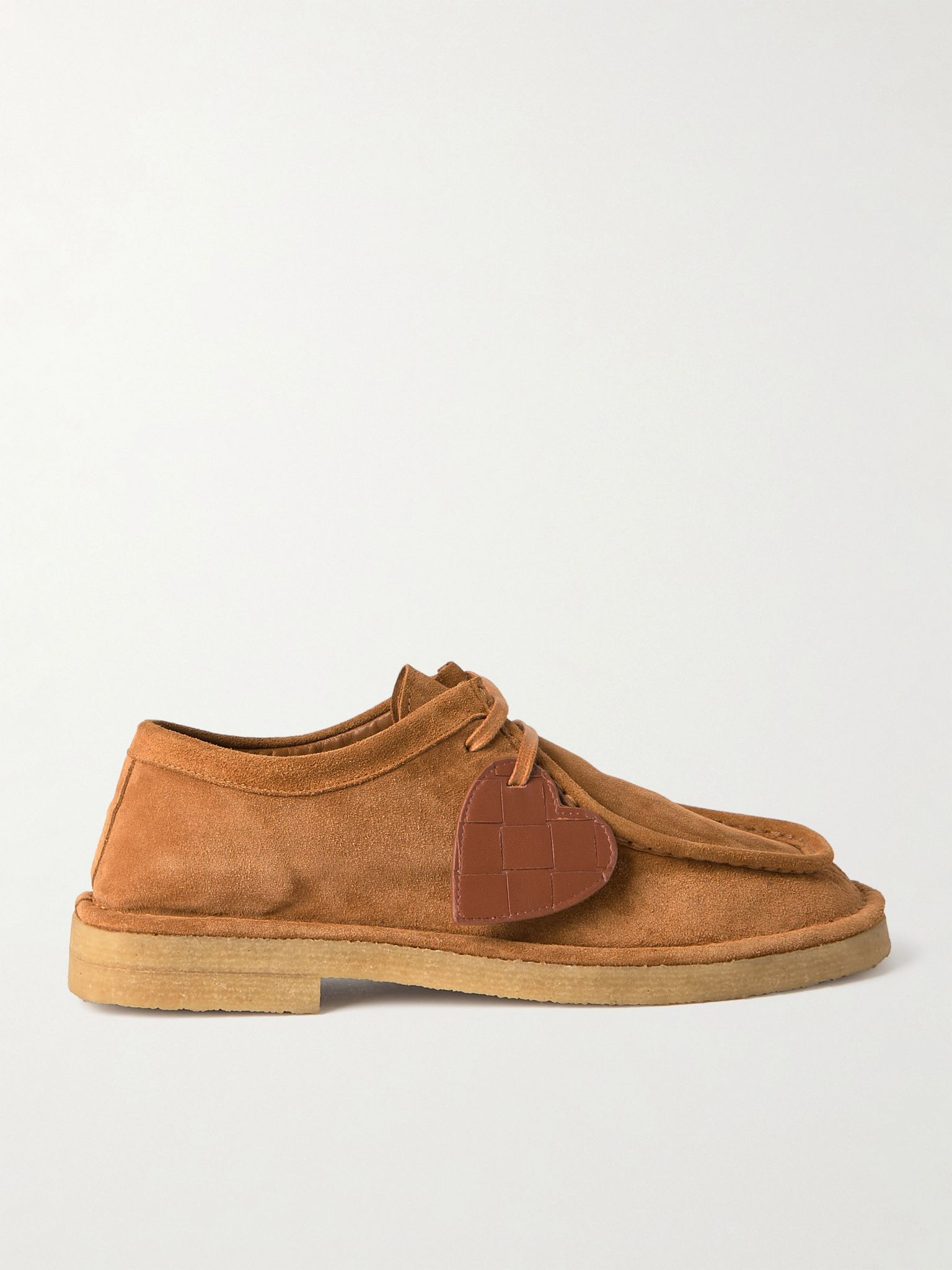 Intrecciato leather-trimmed suede loafers Camel - 1
