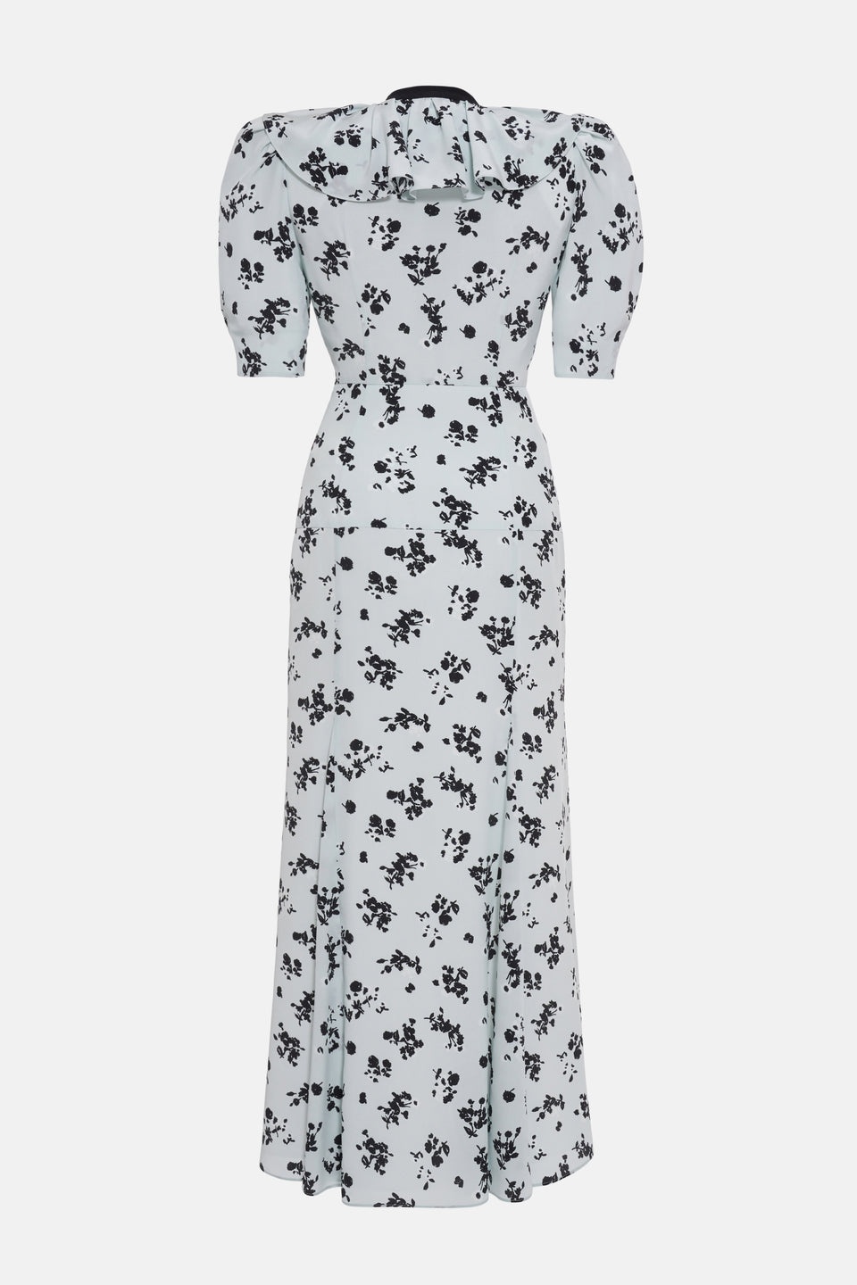 ROSE PRINT SILK DRESS WITH VOLANT COLLAR AND BOW - 2