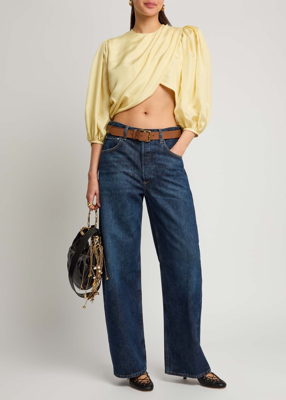 Chloe Draped Wrap-effect Silk Cropped Blouse - 4
