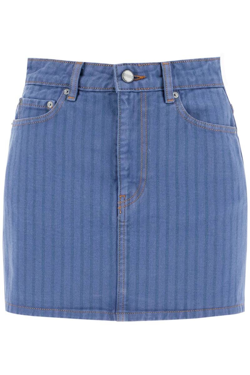 Ganni "STRIPED OVERDYED DENIM MINI - 1