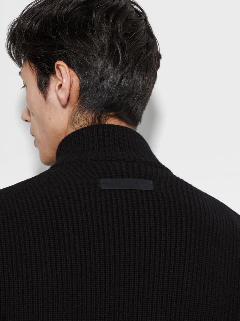 ZEGNA BLACK OASI CASHMERE FULL ZIP BLOUSON outlook