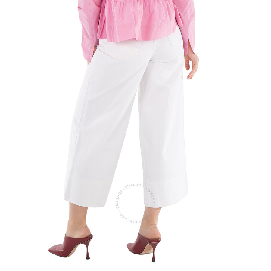 Ganni Bright White Denim Cropped High-Rise Jeans - 3