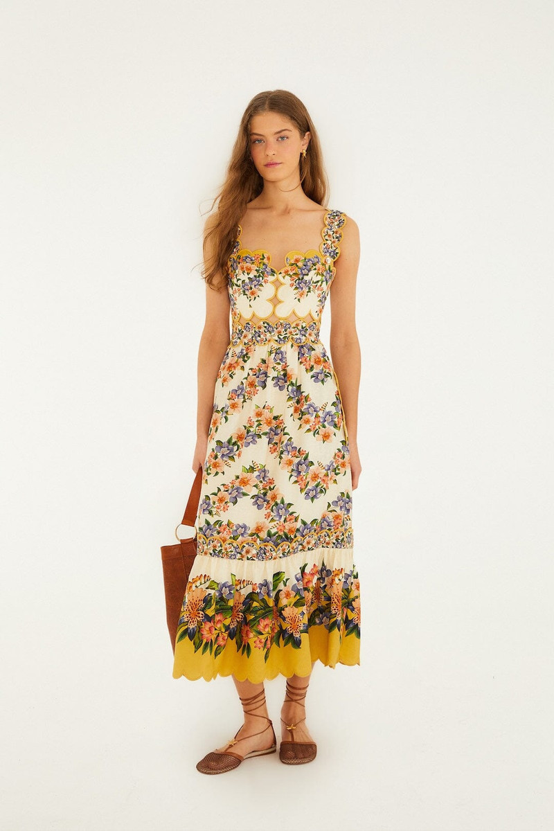 Sand Hilo Stripes Lenzing Ecovero Euroflax Midi Dress 1