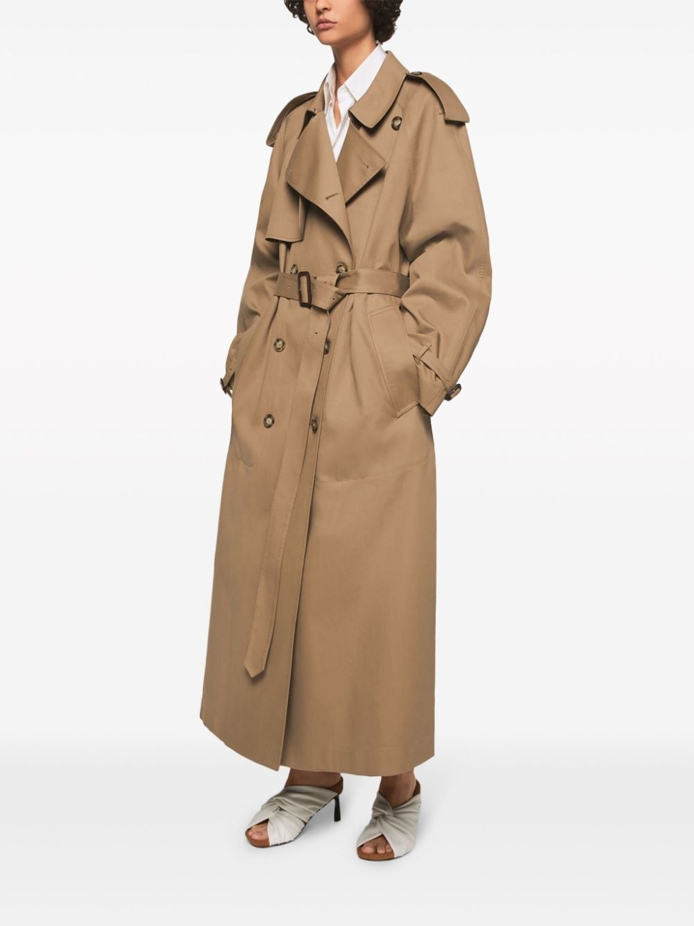 belted cotton trench coat - 3