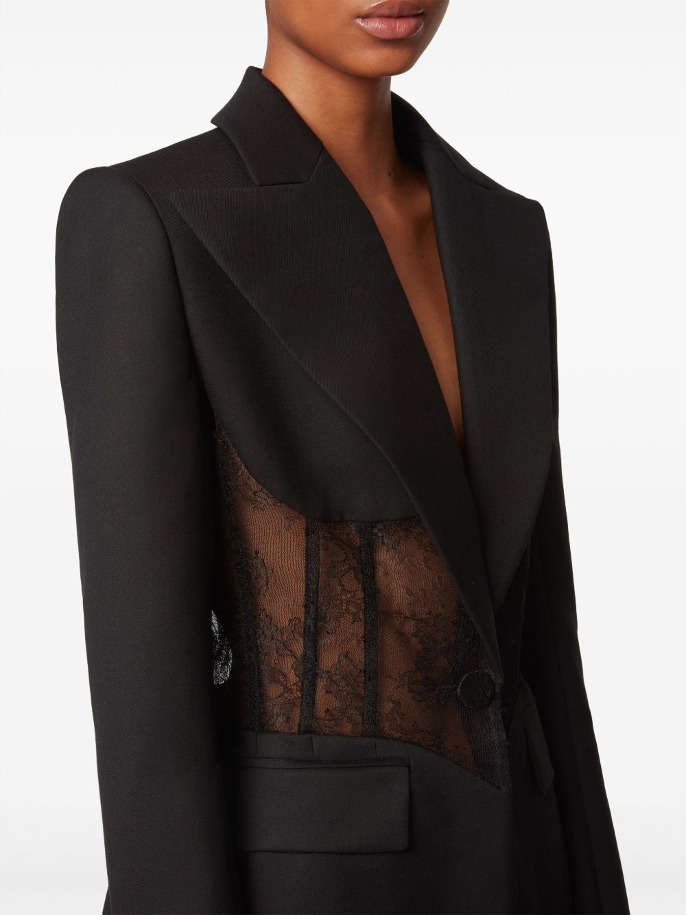 lace-panel blazer - 5