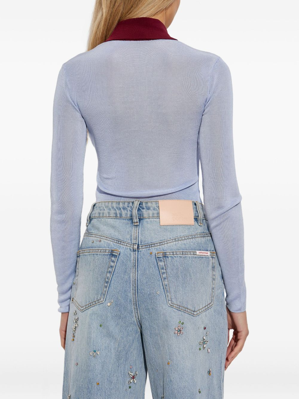 ribbed-knit polo bodysuit - 4