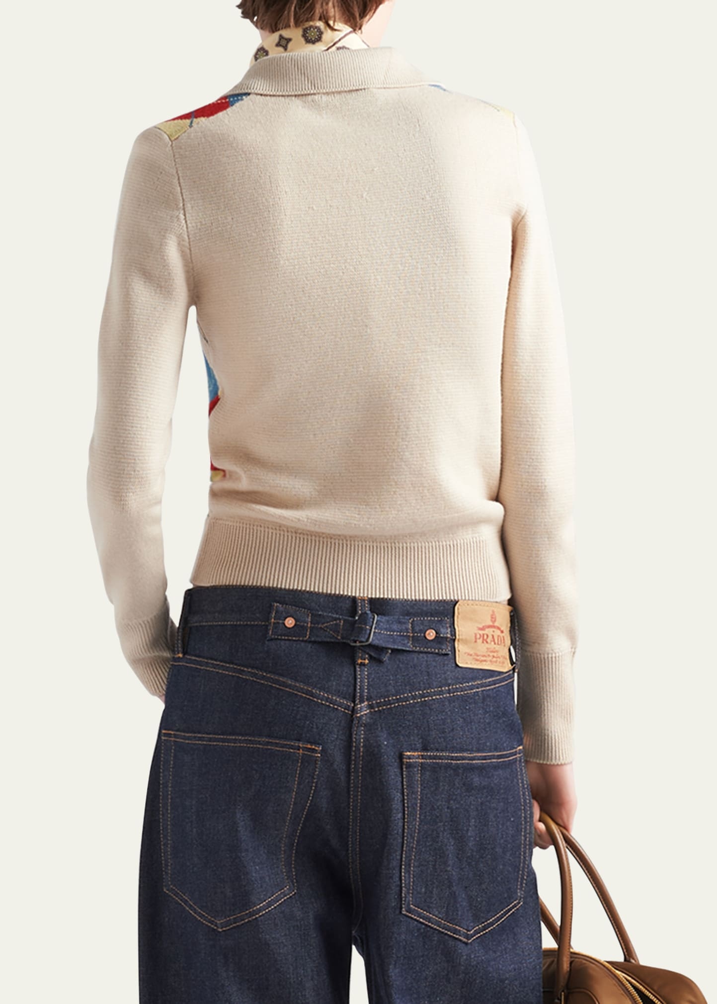 Jacquard Argyle Polo Wool Sweater - 3
