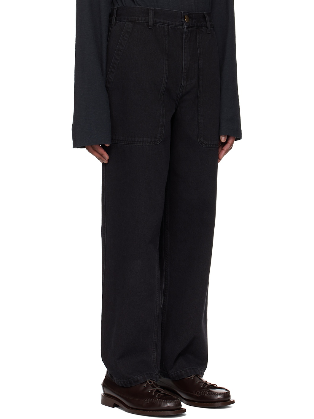 Black Twill Patch Jeans - 2