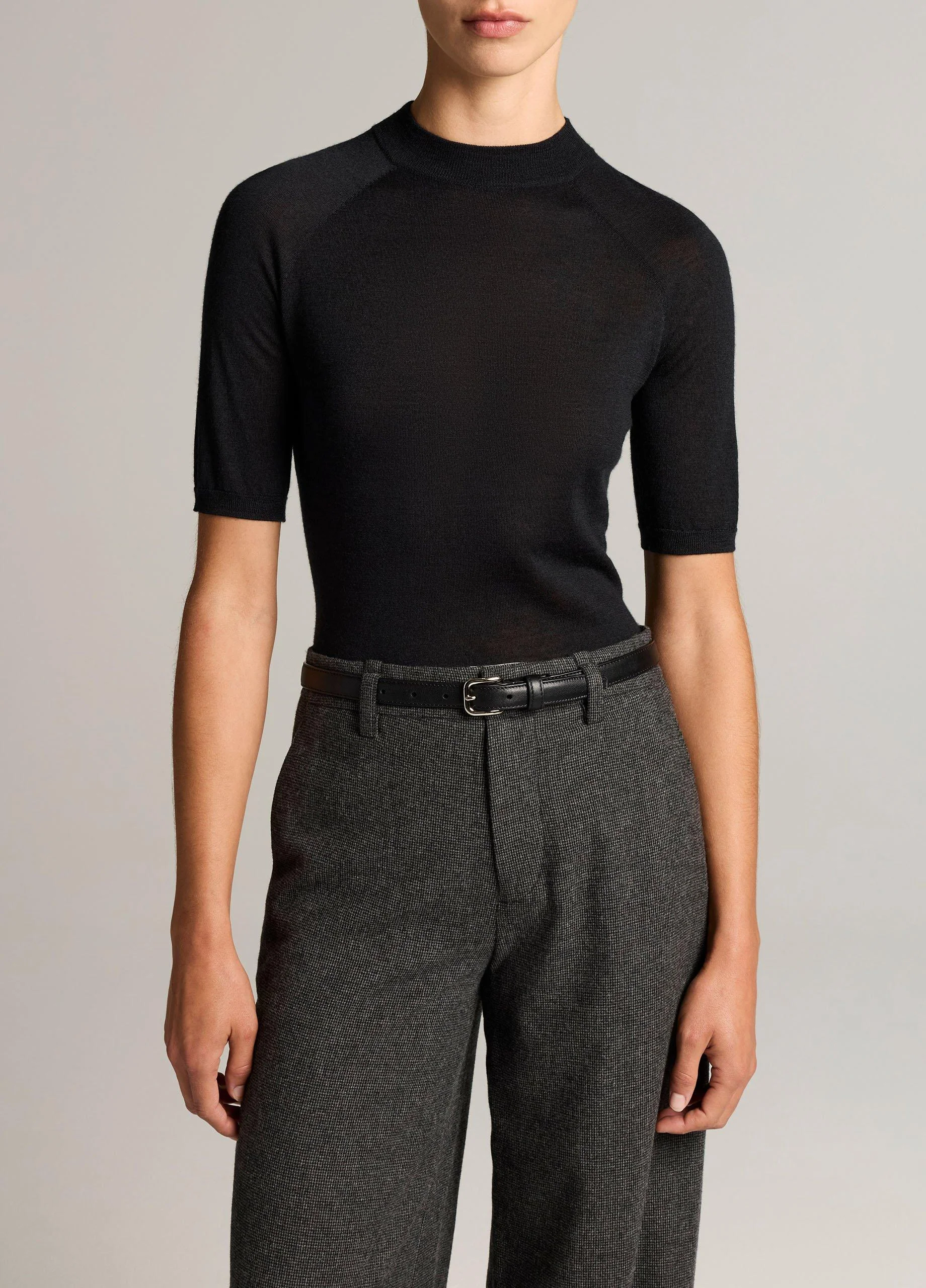 Cashmere-Silk Mock-Neck Raglan Sweater - 1