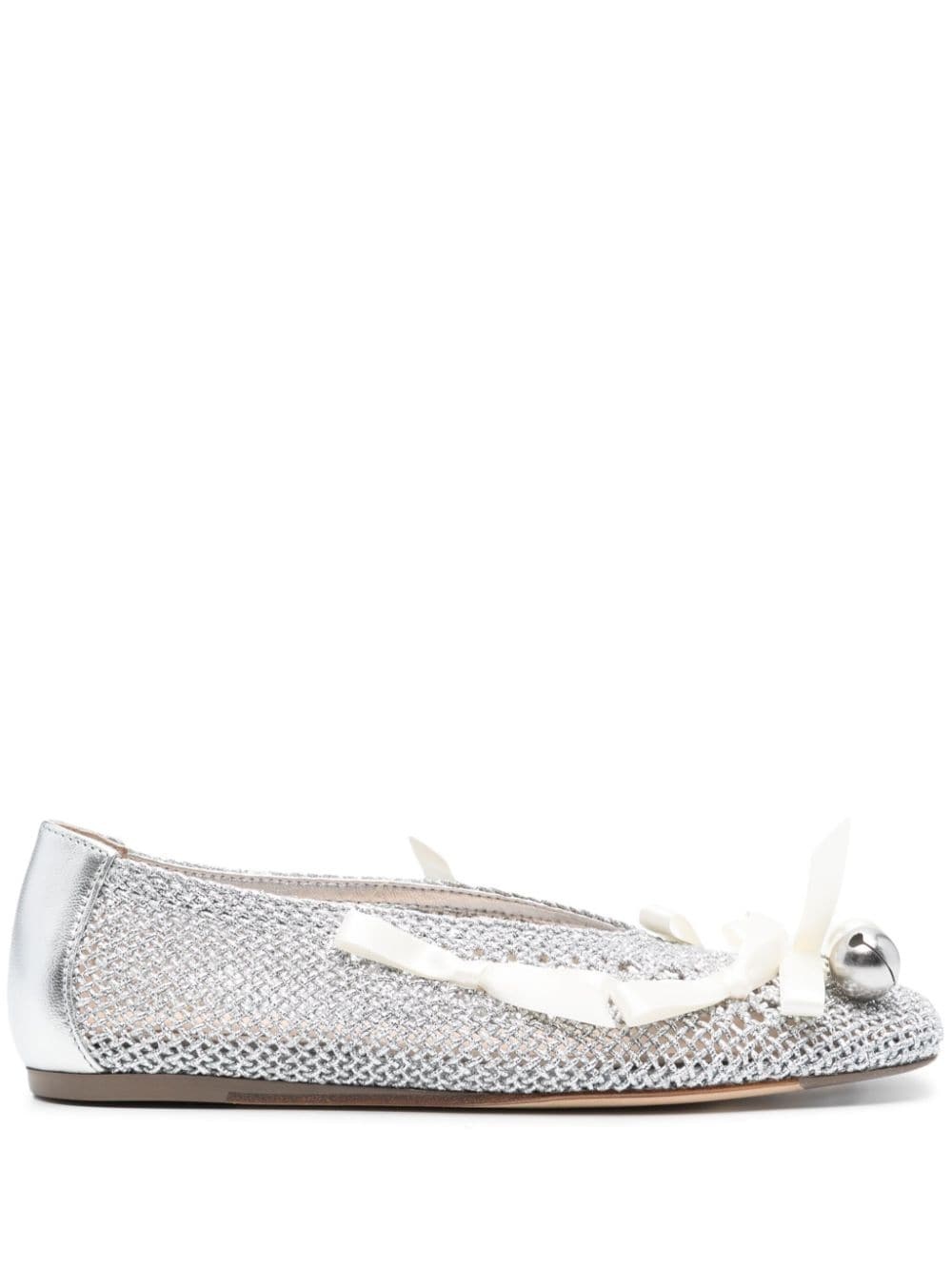 bell-charm crochet ballerina shoes - 1