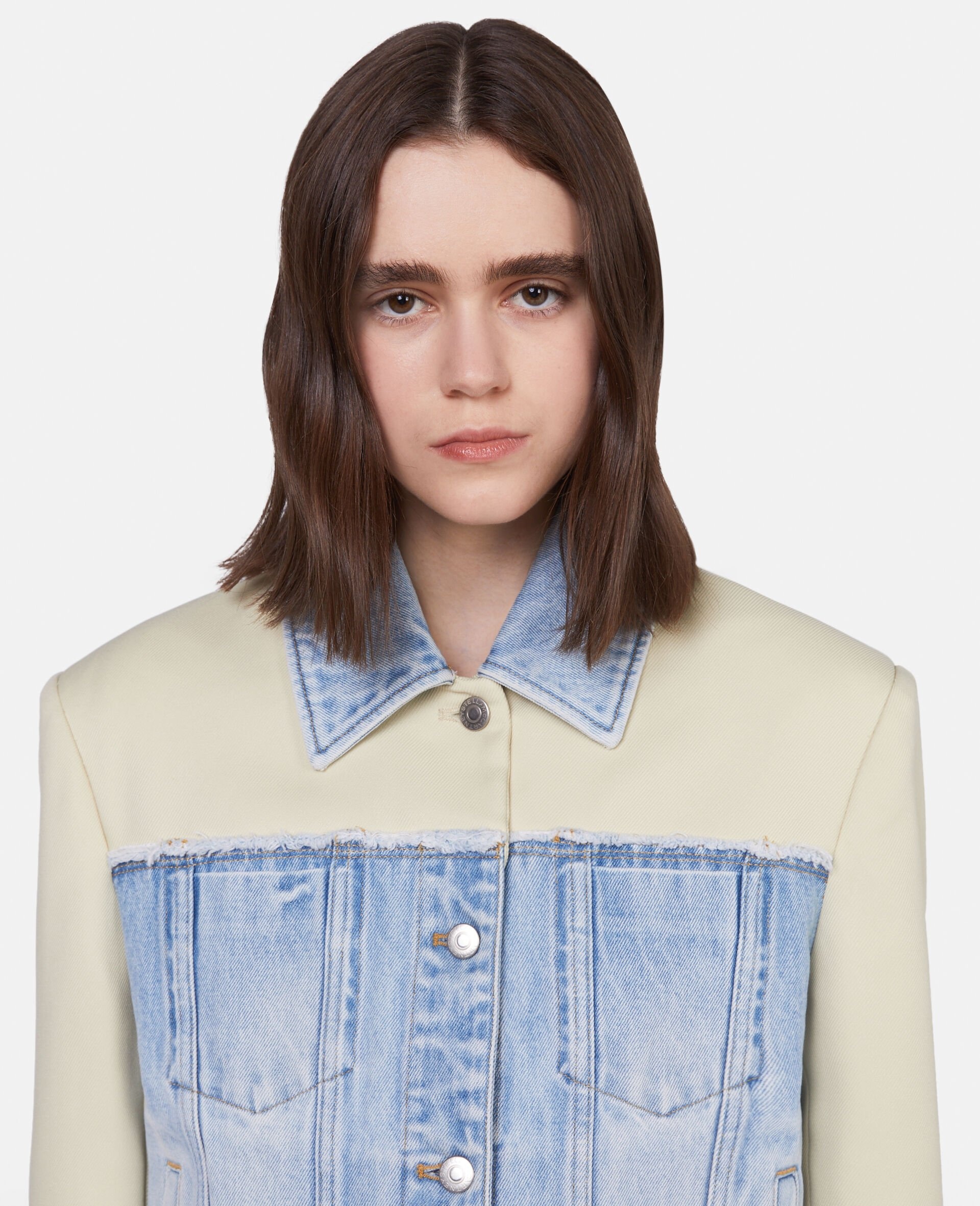 Two-Tone Panelled Denim Jacket - 4