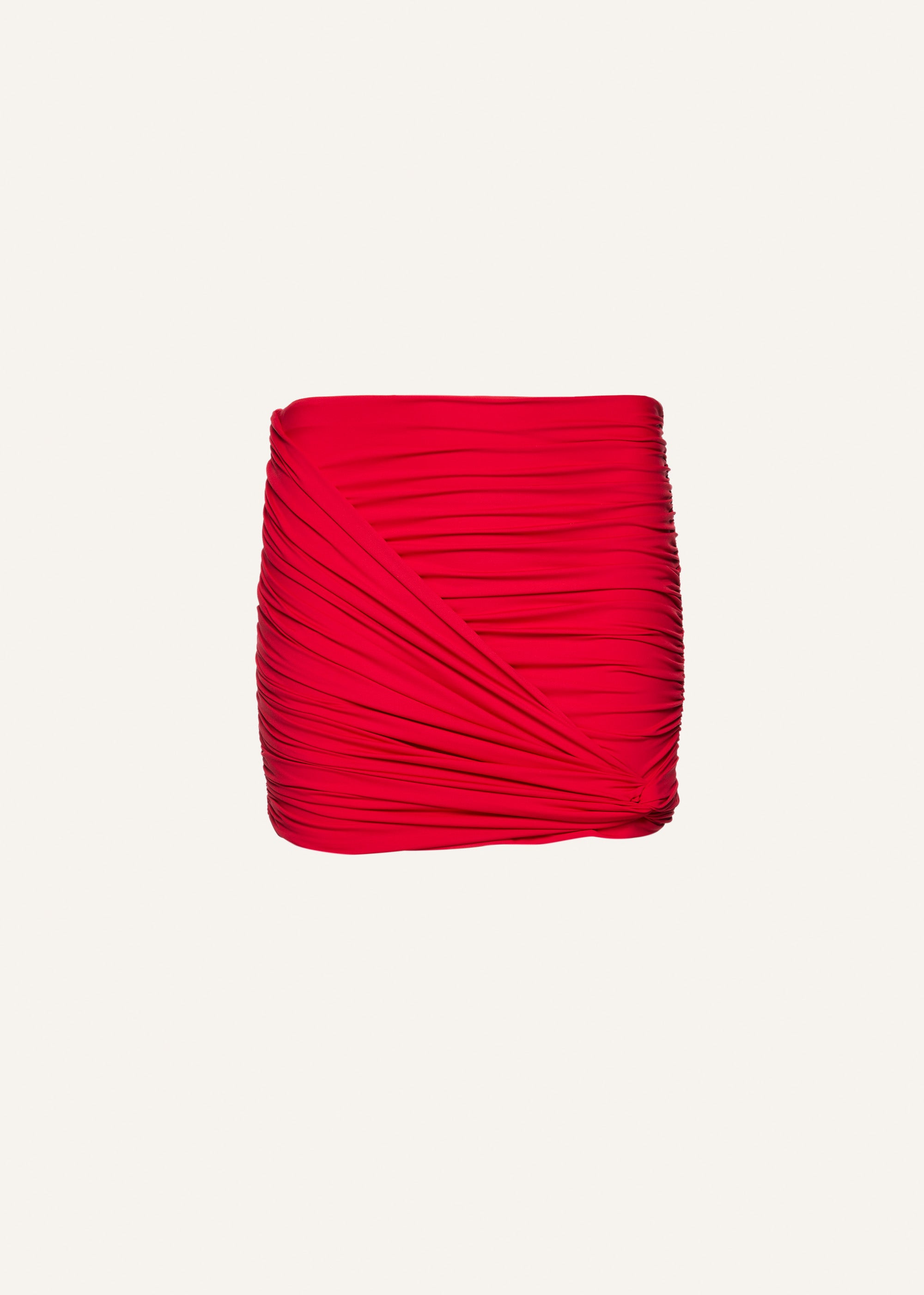Draped mini swim skirt in red - 1