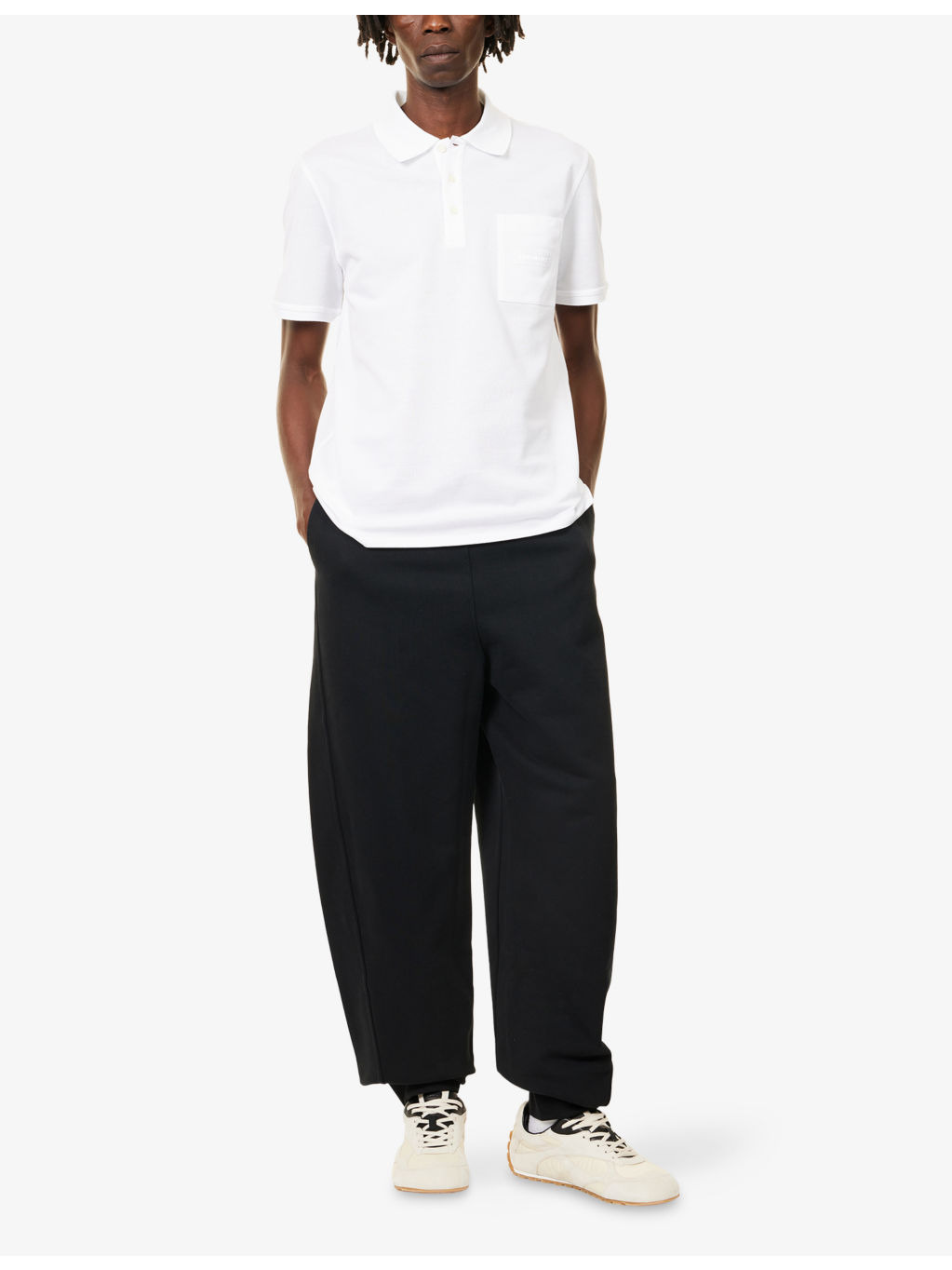 Elasticated Cuffs Wide-Led Cotton-Jersey Jogging Bottoms - 2