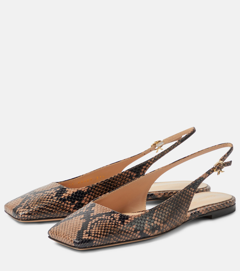 Borneo snake-print leather slingback flats 5