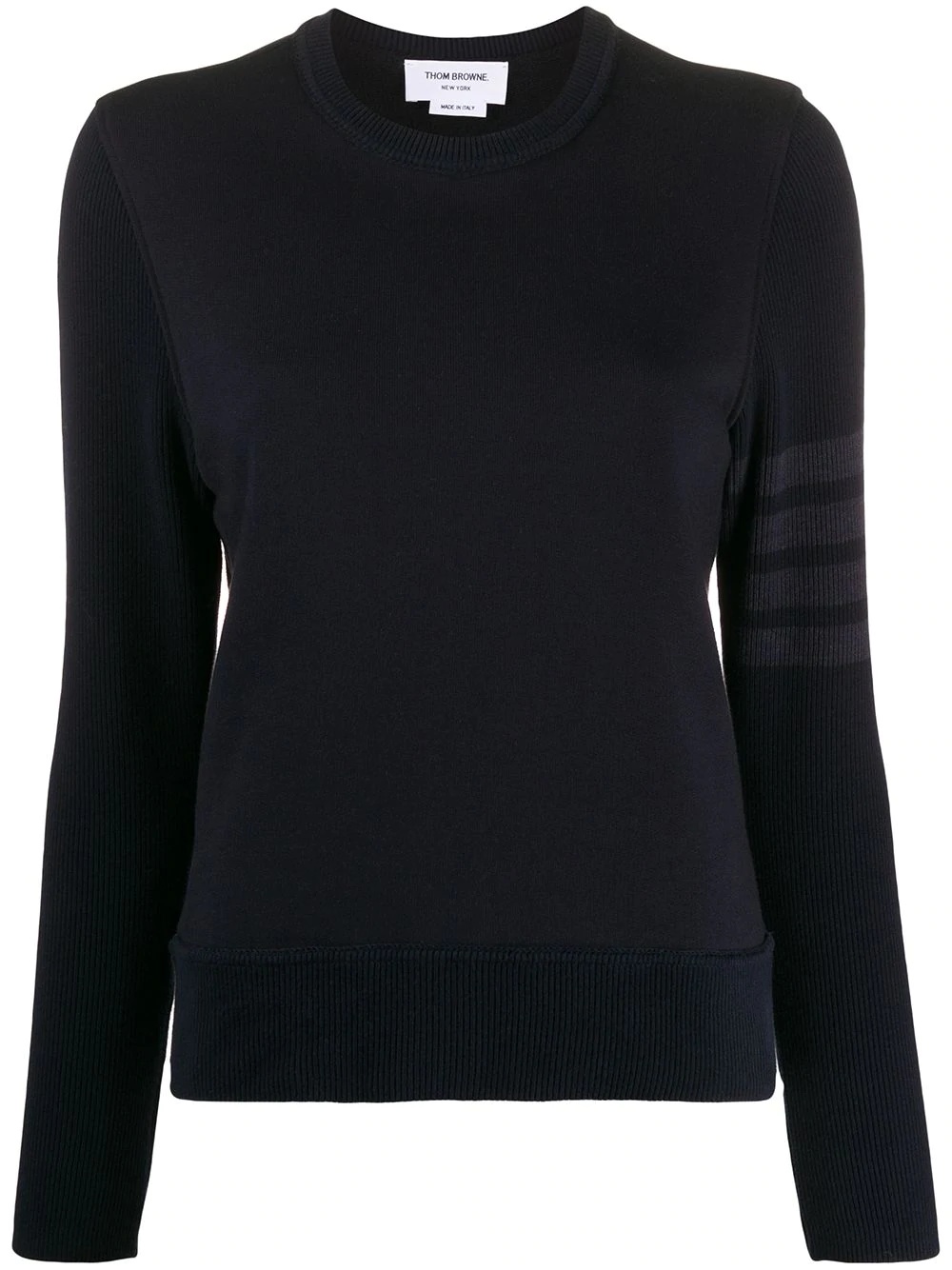 crew neck sweatshirt in classic loopback with 4-bar - 1