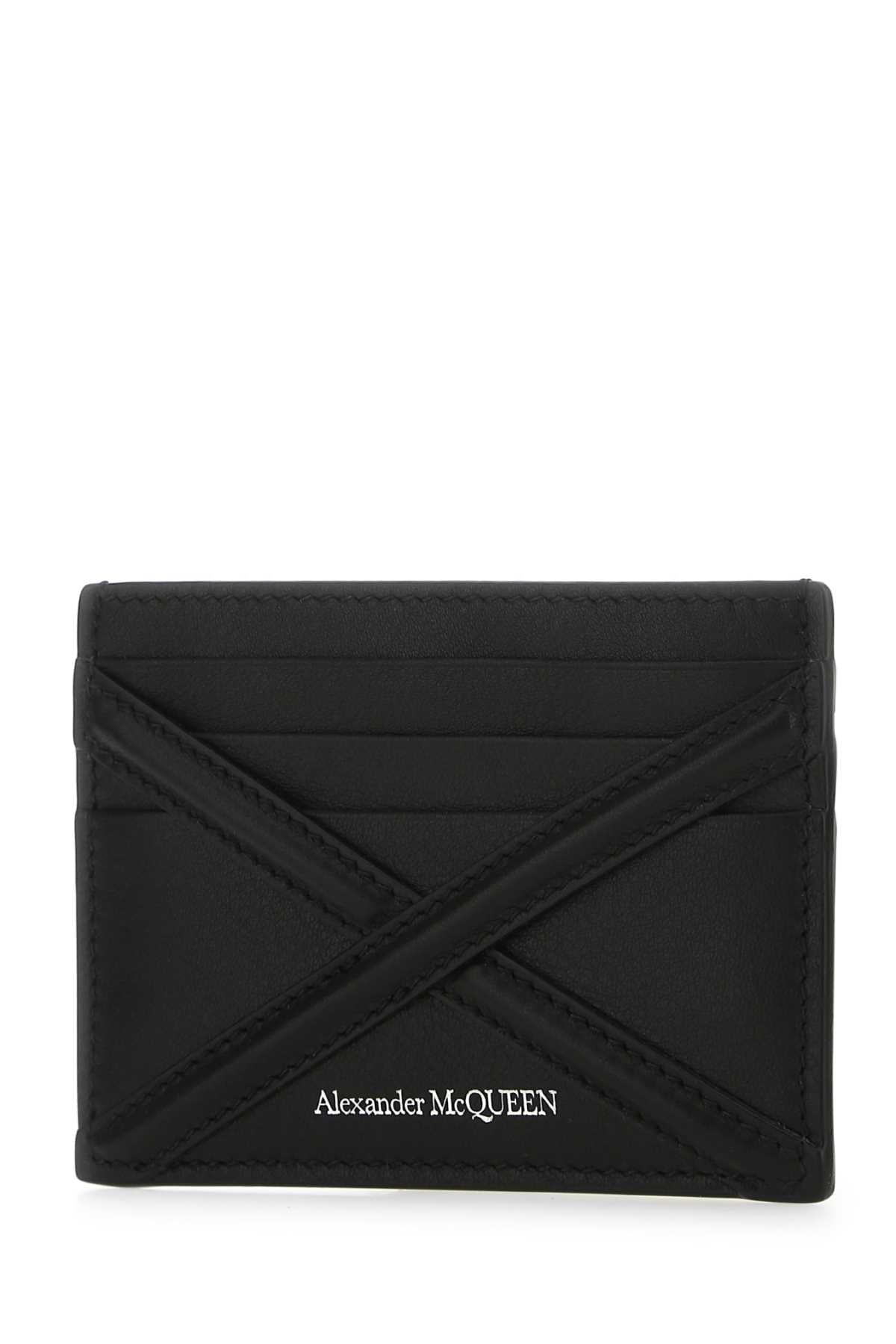 Alexander Mcqueen Men Black Leather Card Holder - 2