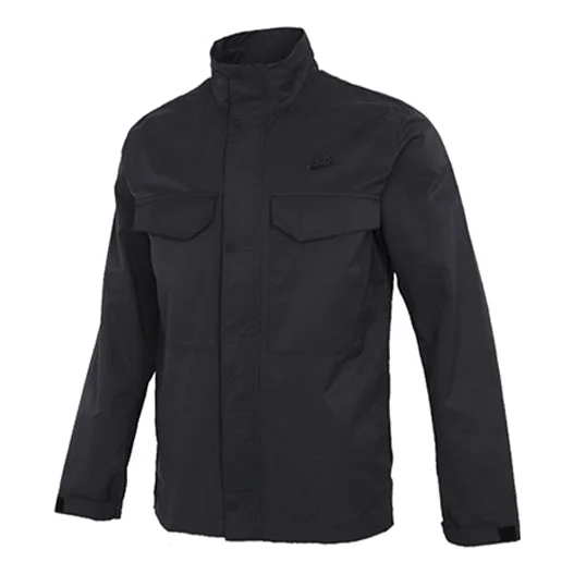 Nike Big Pocket Stand Collar Solid Color Jacket Black CZ9923-010 - 1