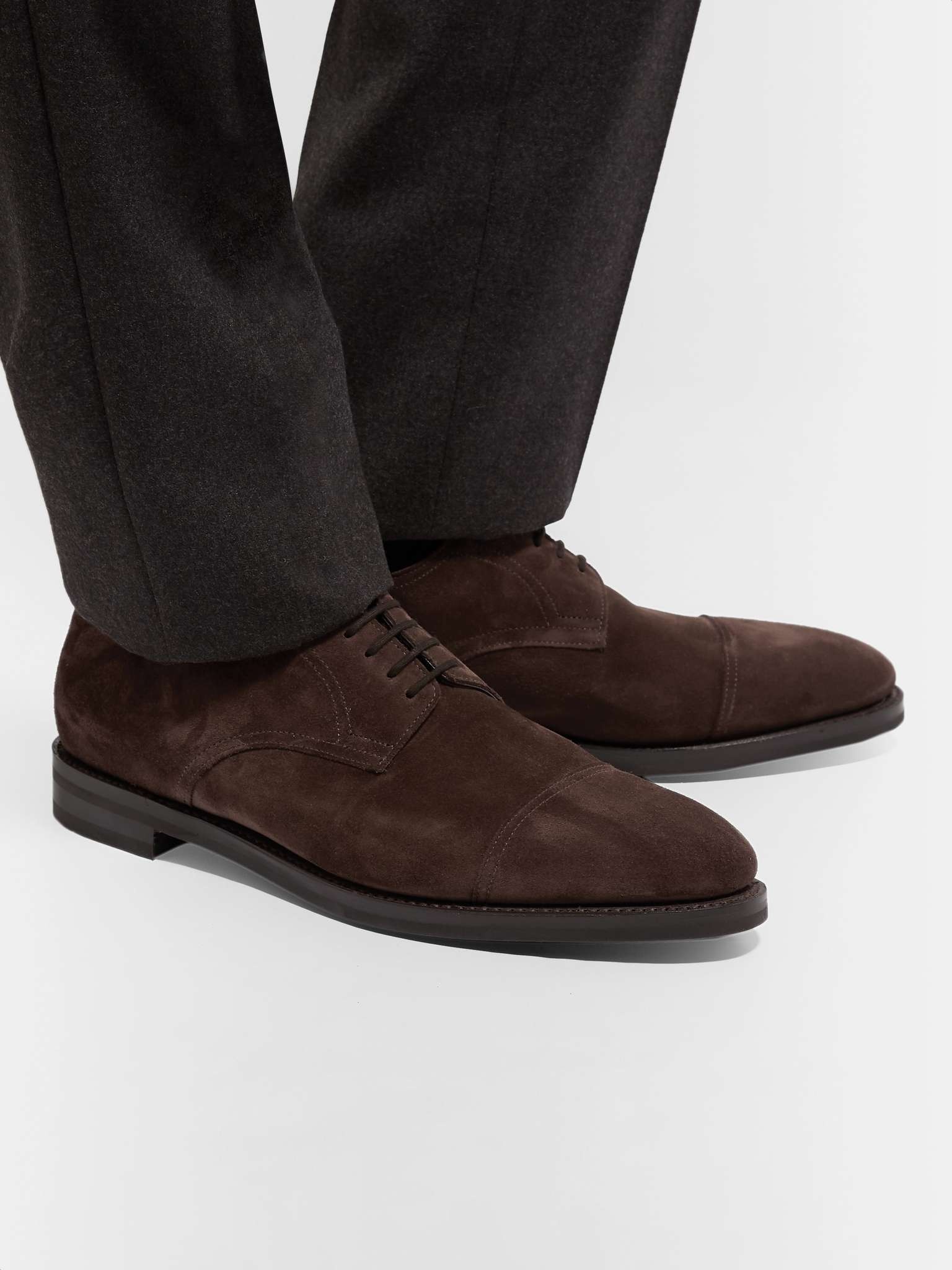 Cap-Toe Suede Derby Shoes - 2