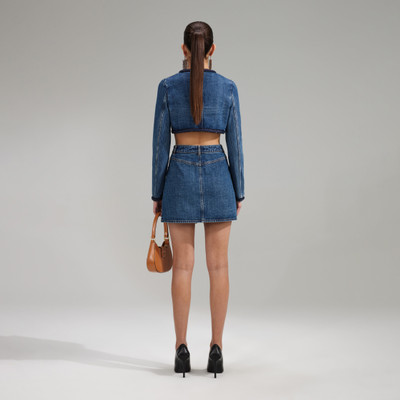 self-portrait Denim Mini Skirt With Braid Detail outlook