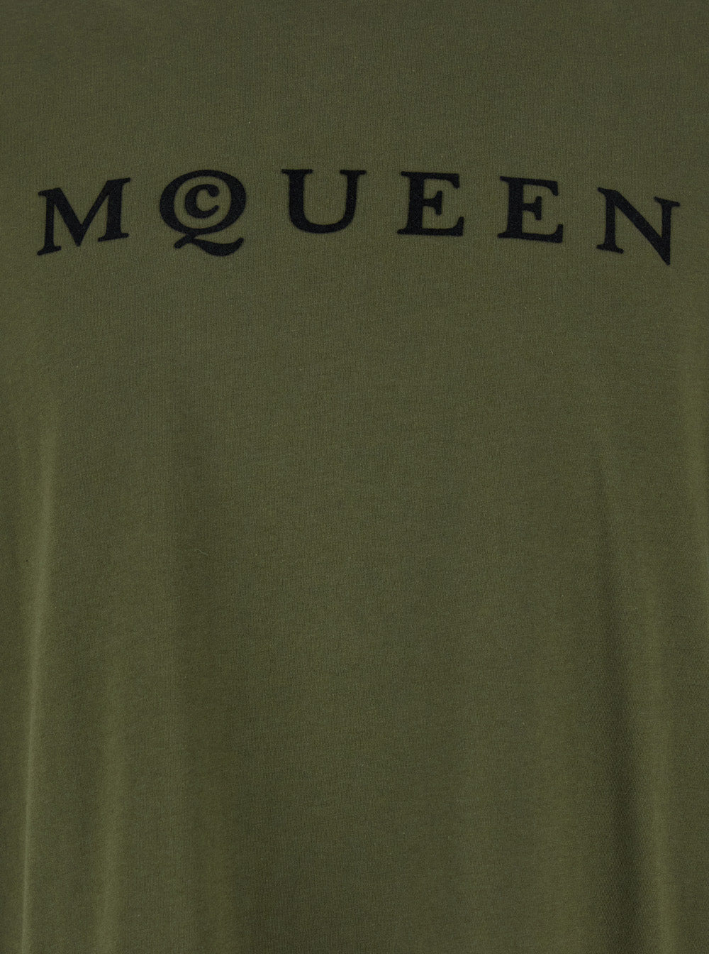 Alexander Mcqueen Men Green Crewneck T-Shirt With Logo Print On The Front In Cotton Man - 3