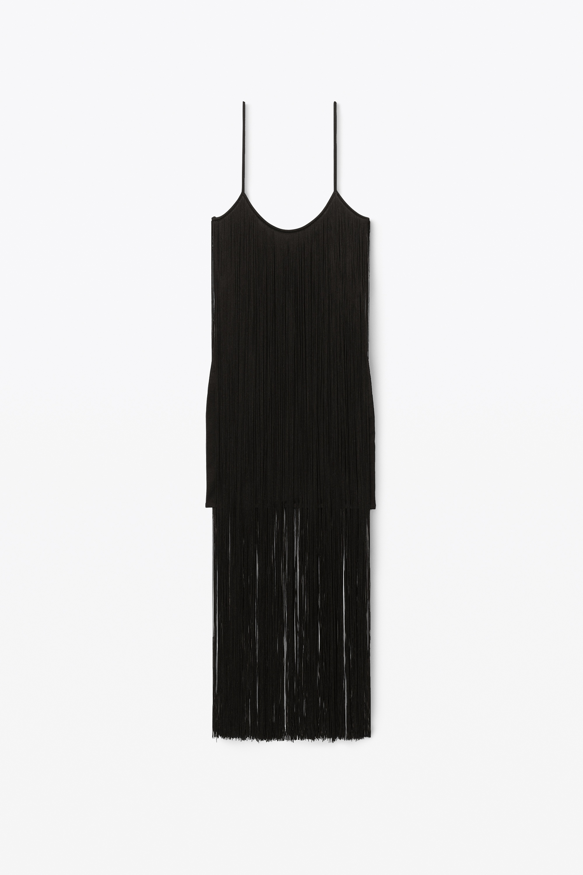 fringe tank mini dress in compact nylon - 1
