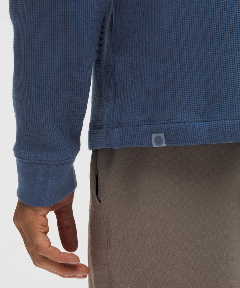 Cotton-Blend Waffle Knit Long-Sleeve Henley 5