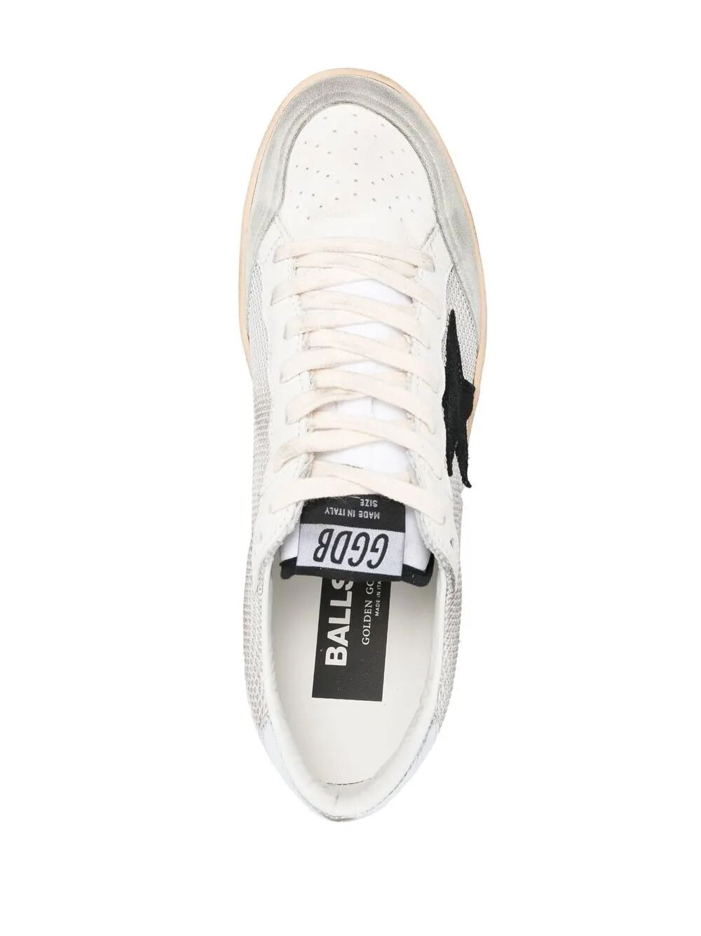 Golden Goose Men "Ball Star" Net Upper Suede Star Laminated Heel Crack Spur Sneakers - 2
