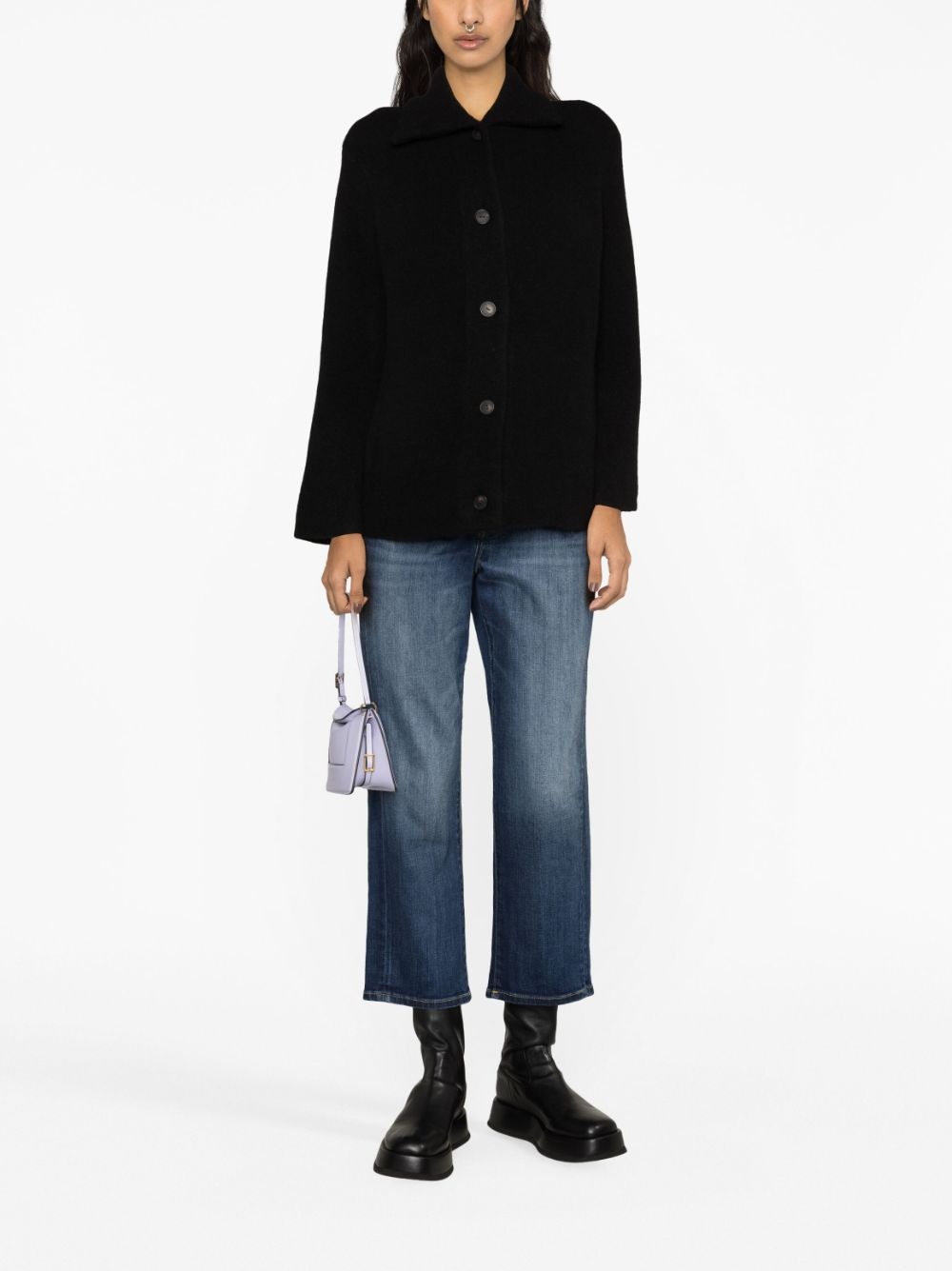 spread-collar cardigan - 2