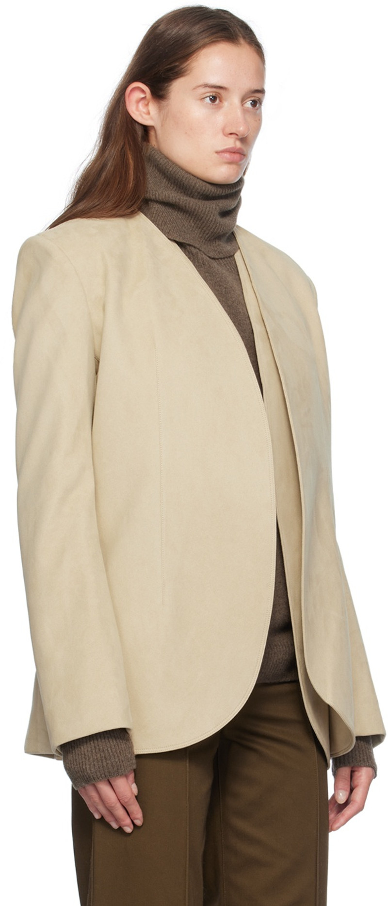 GIA STUDIOS Beige Tulip Faux-Suede Jacket outlook