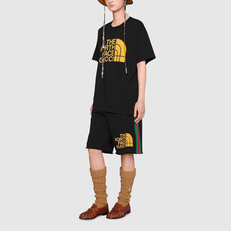 Men's Gucci x THE NORTH FACE Crossover Webbing Printing Cotton Shorts Black 651727-XJDIP-1082 - 2