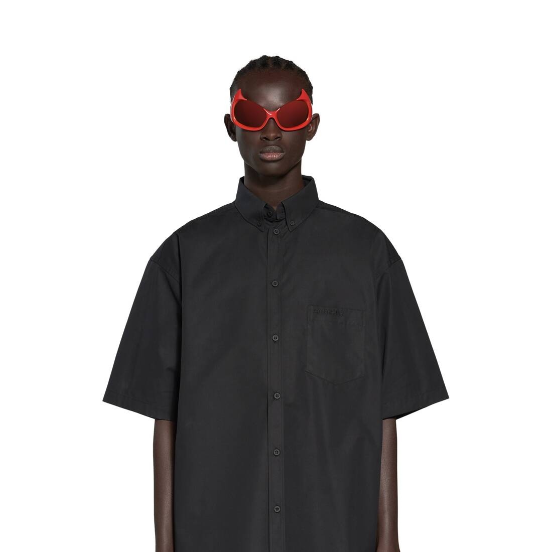 Men's Mirror Balenciaga Short Sleeve Shirt Large Fit in Black - 6
