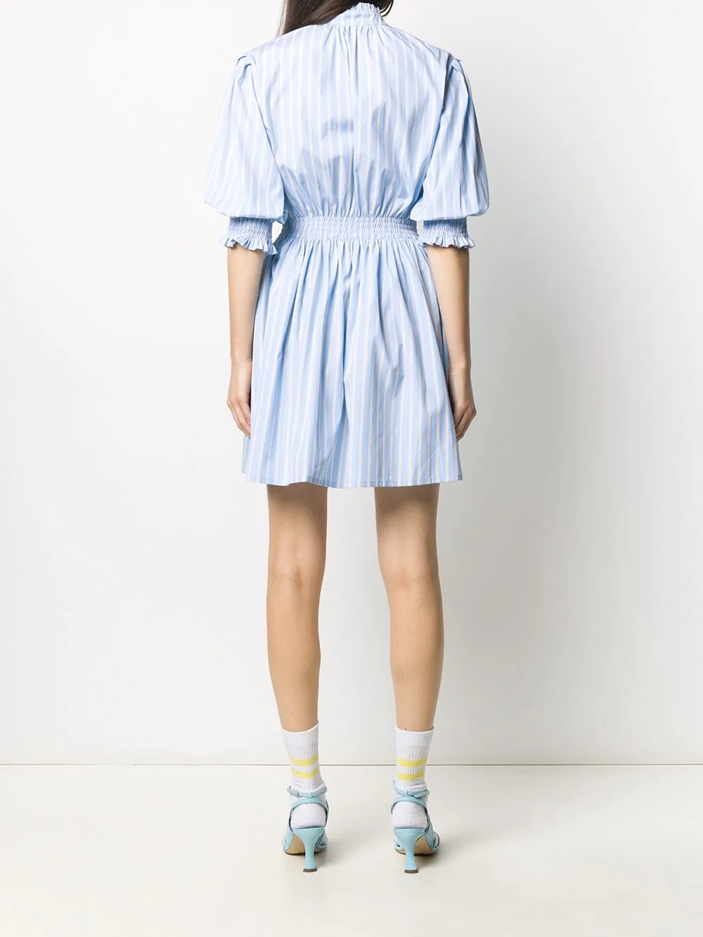 ruched waist striped shirt dress - 4