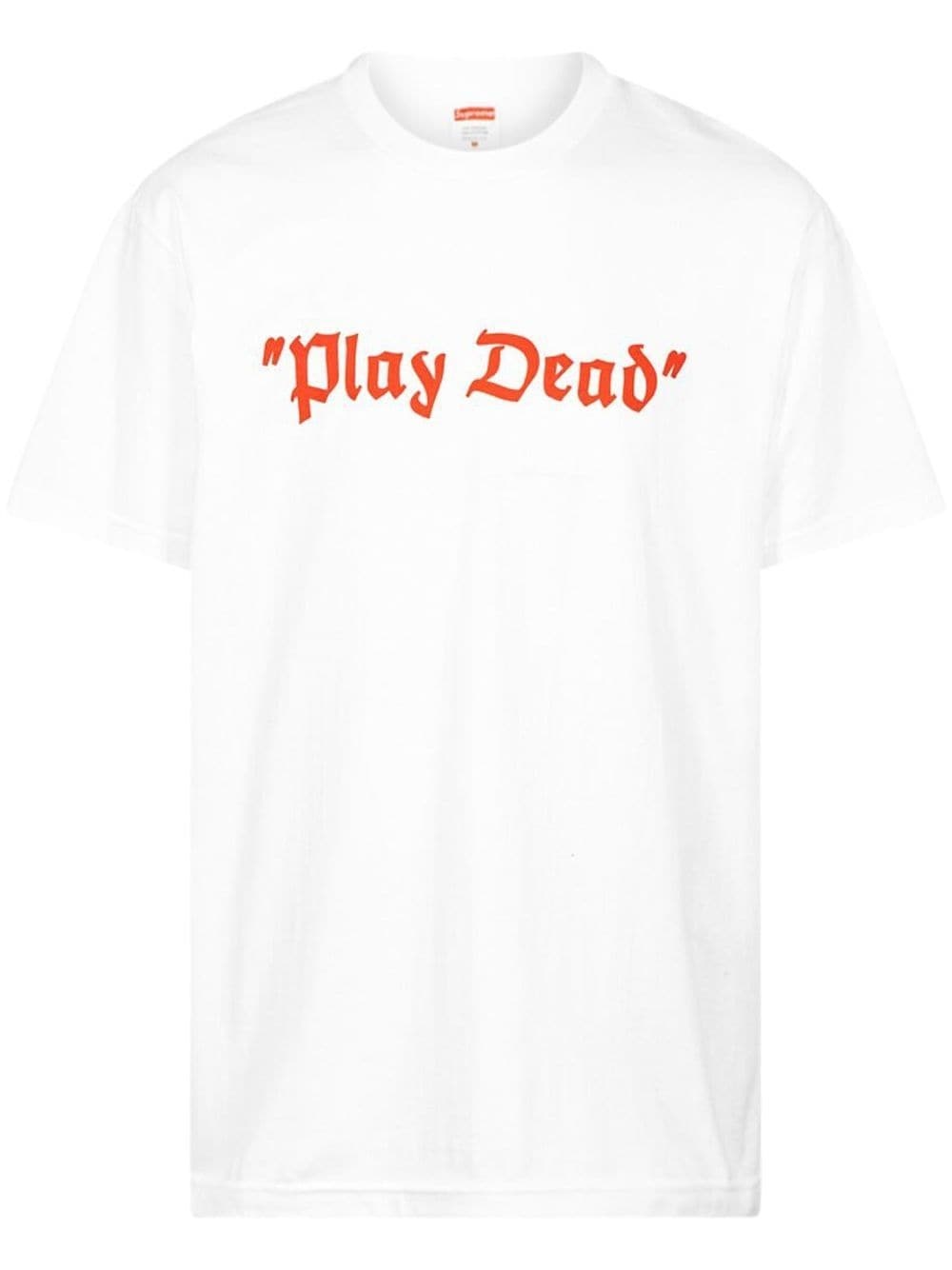 Supreme Play Dead slogan-print T-shirt | REVERSIBLE