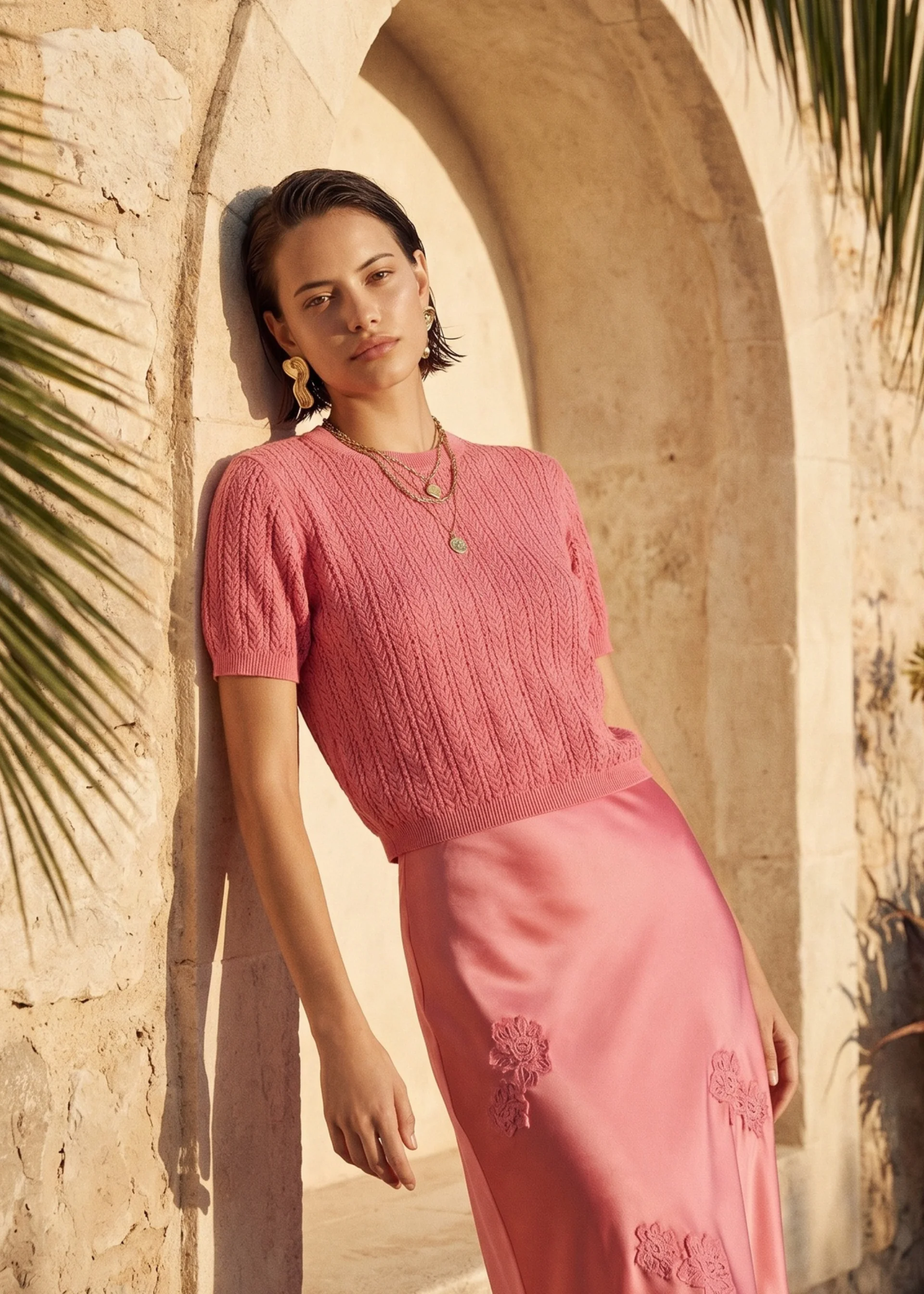 ELLORY COTTON KNIT TOP HIBISCUS - 1