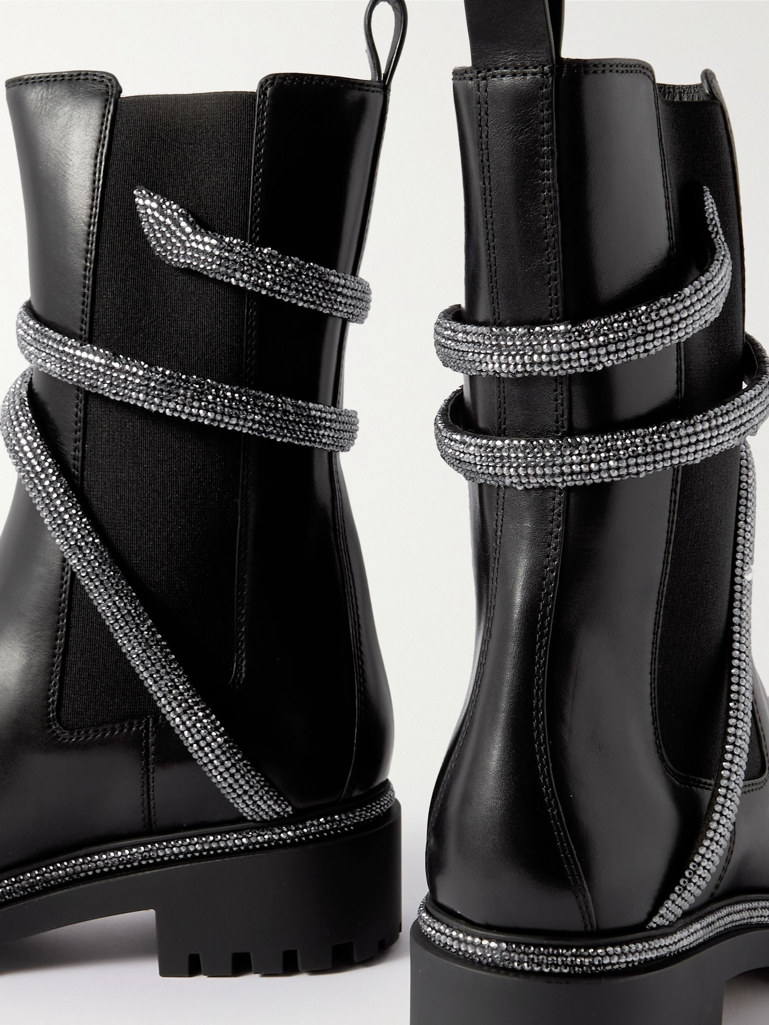 Cleo crystal-embellished leather Chelsea boots Black - 4