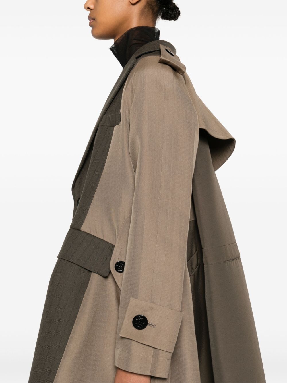 panelled-design trench coat - 5