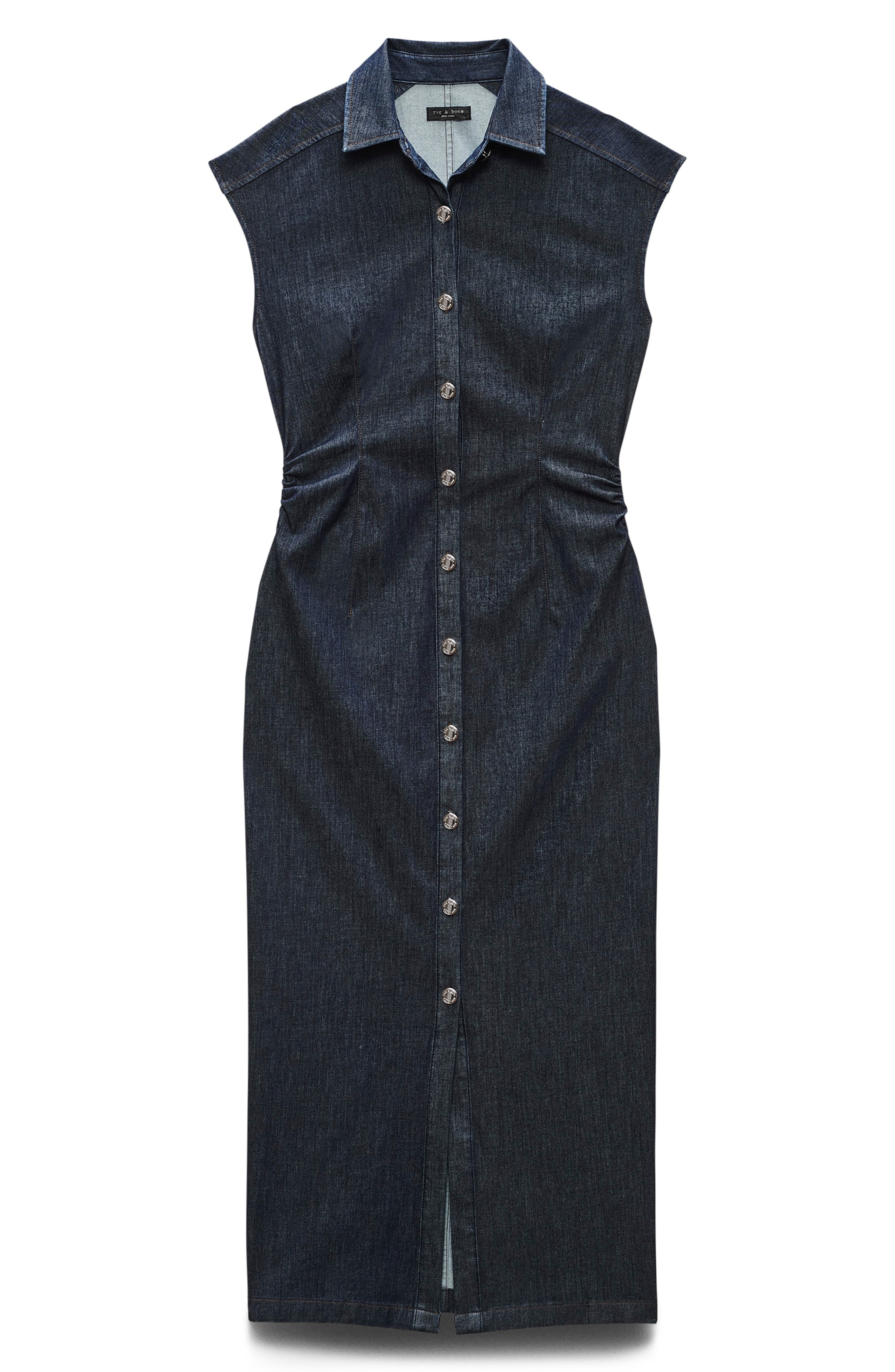 rag & bone Airflex Leah Cotton Blend Denim Shirtdress in Rinse at Nordstrom - 4