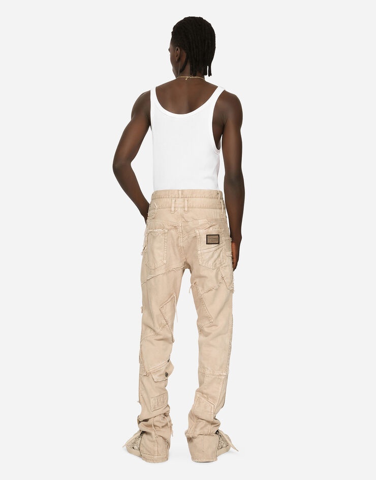 Overdyed patchwork denim jeans - 3