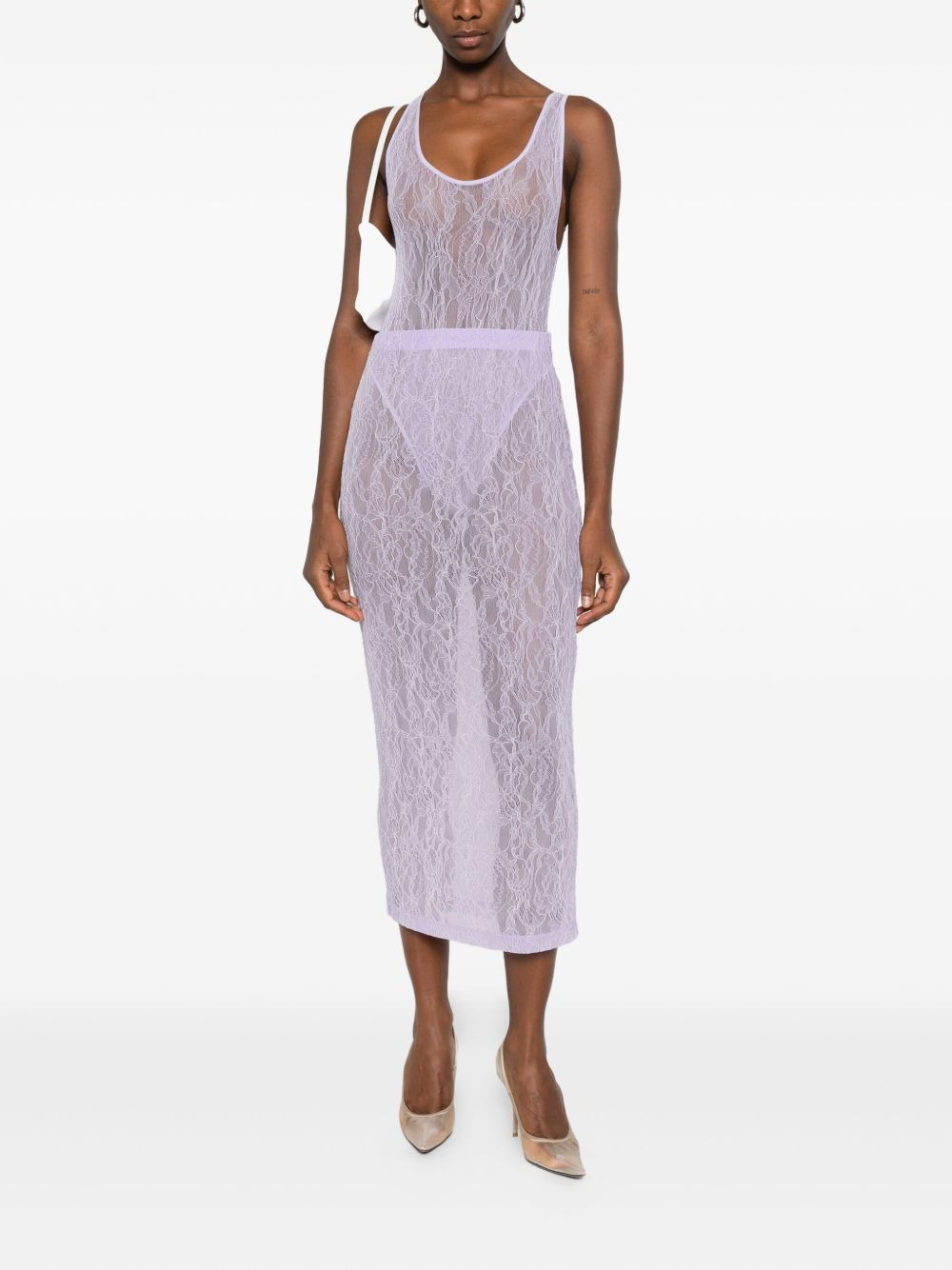 lace tube midi skirt - 2