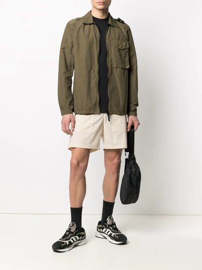 Stone Island logo-patch zip-up military jacket outlook