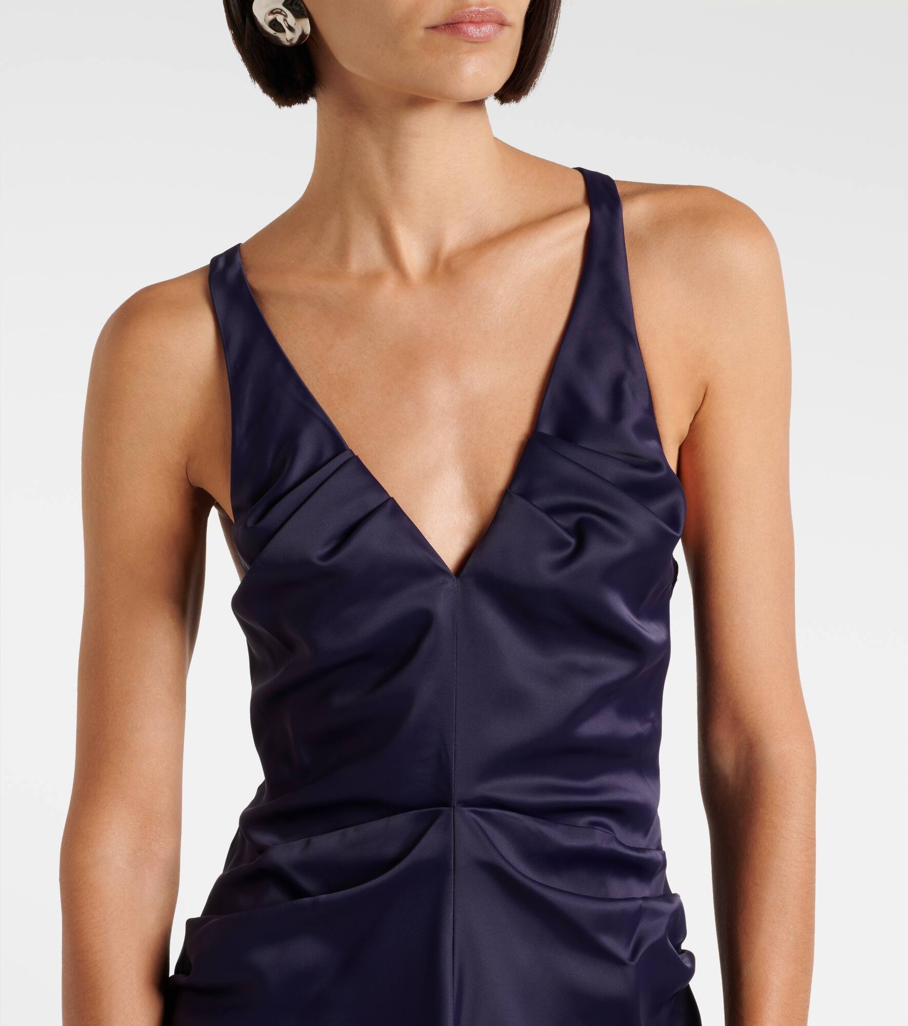 Gathered satin maxi dress - 4