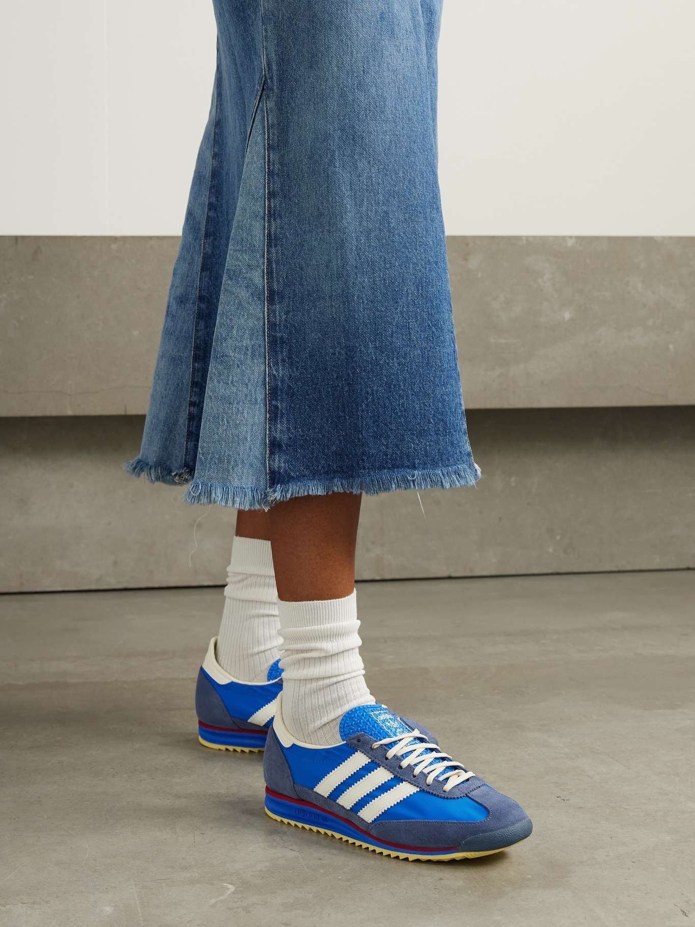 SL 72 OG suede and leather-trimmed nylon sneakers Blue - 2