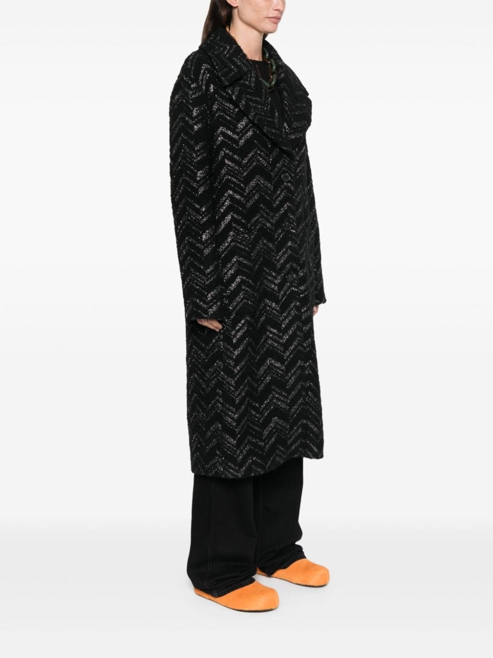 chevron bouclé coat - 3
